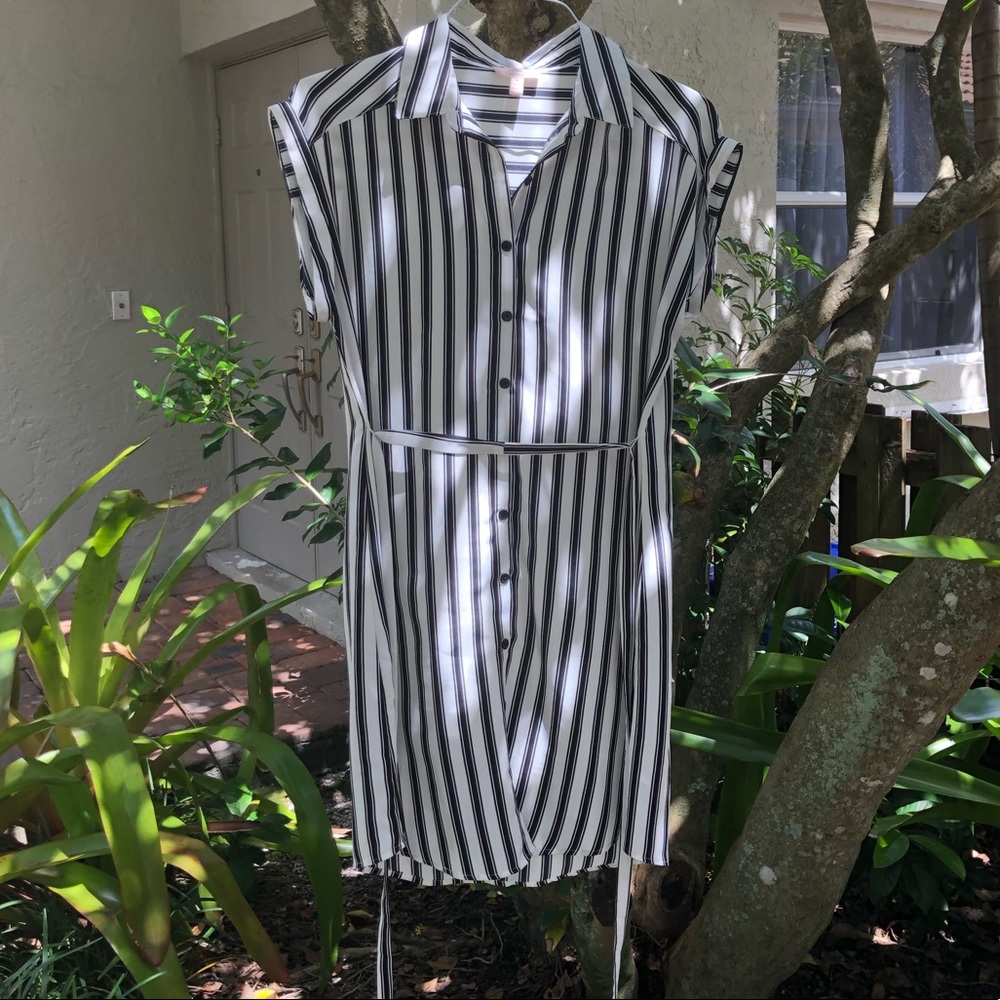 Como Vintage Pinstriped Shirt Cut Dress
